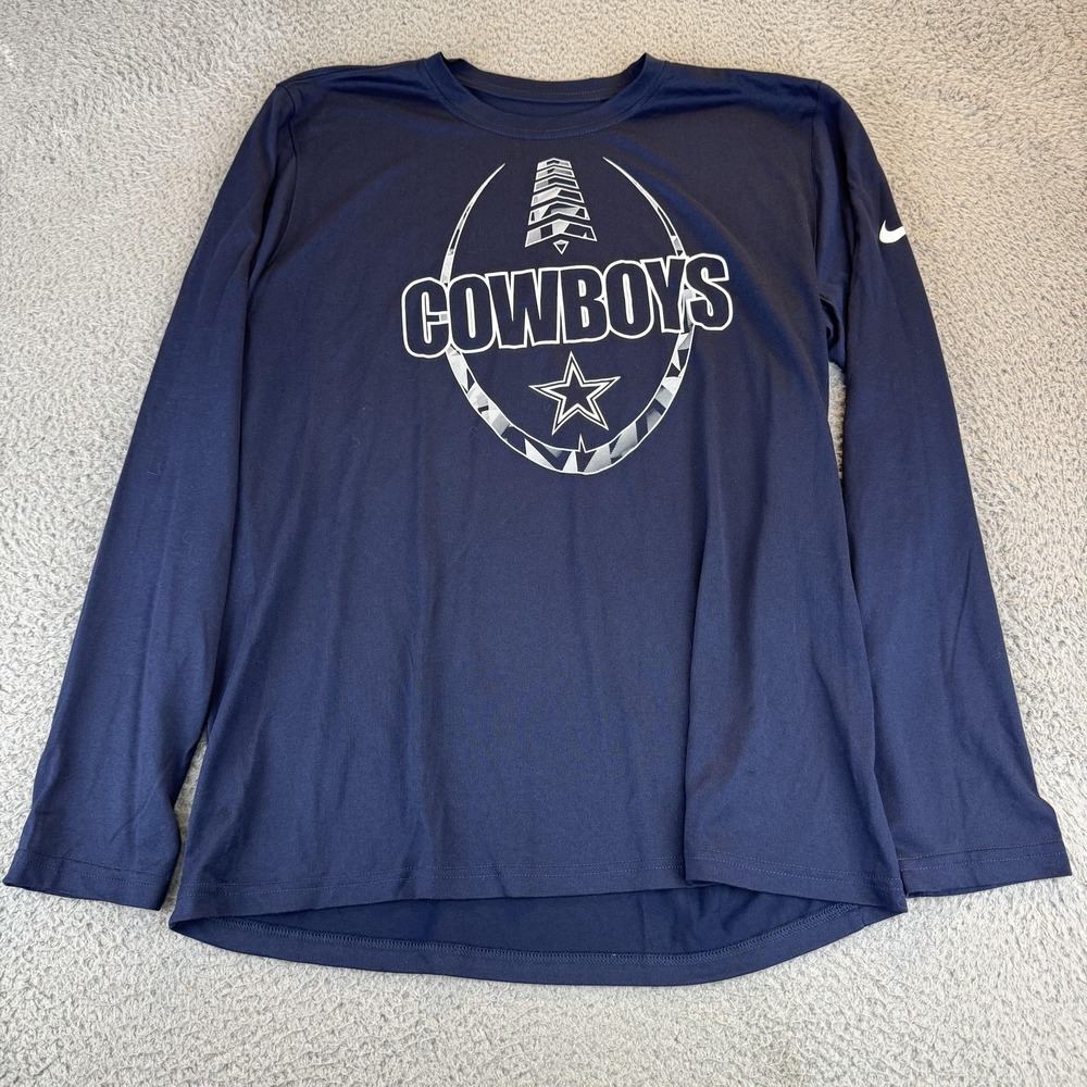 Dallas Cowboys Shirt‎ Mens Large Blue NFL Football Dri Fit Long Sleeve Nike